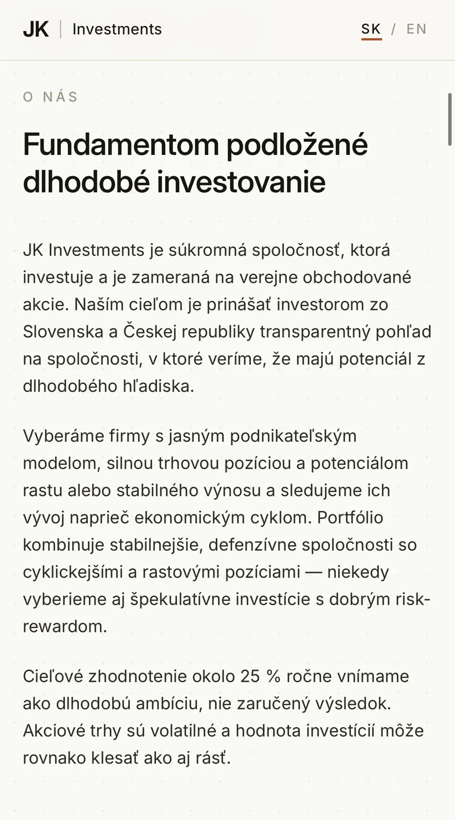 JK Investments v mobile