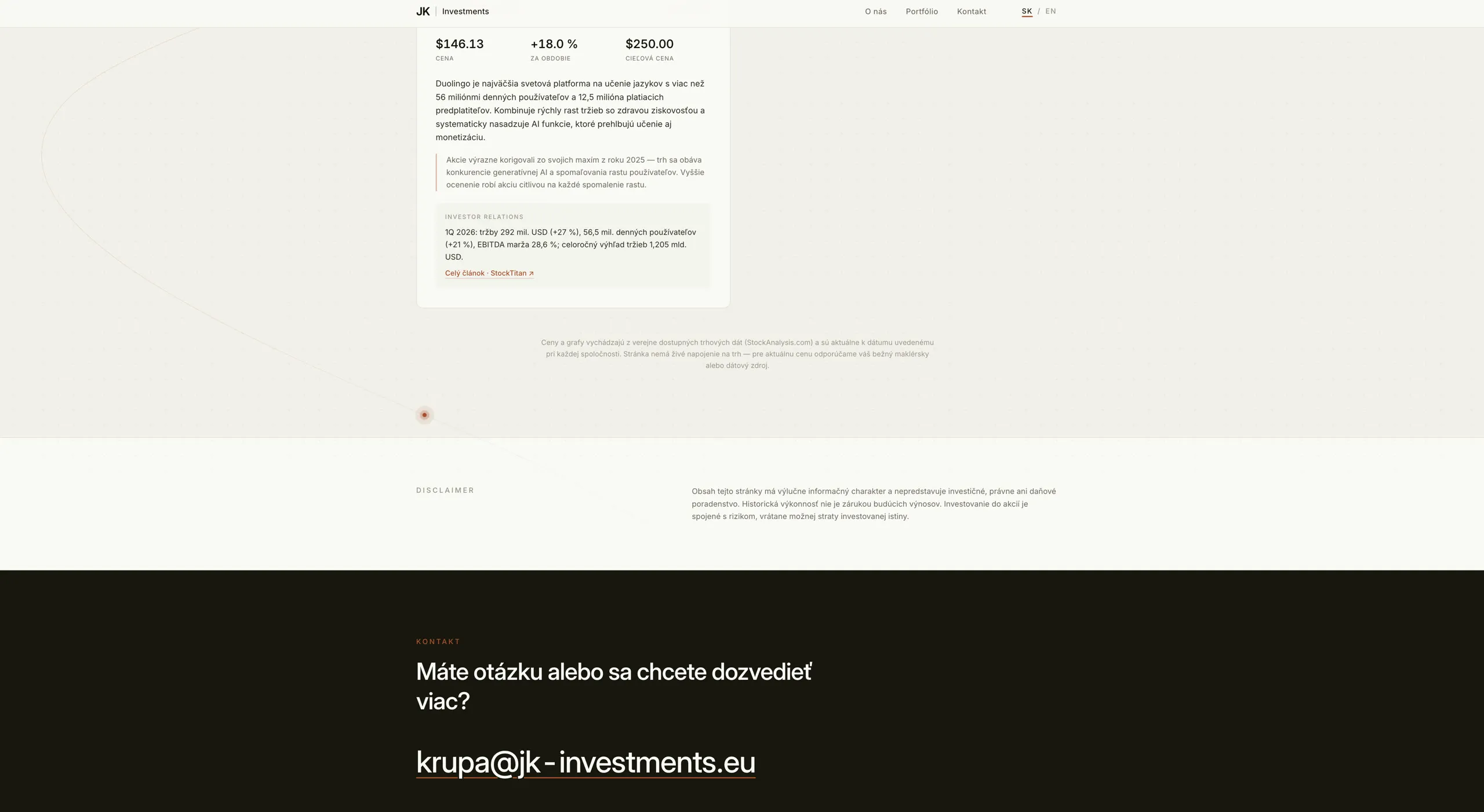 JK Investments — Investičný výskum · SK